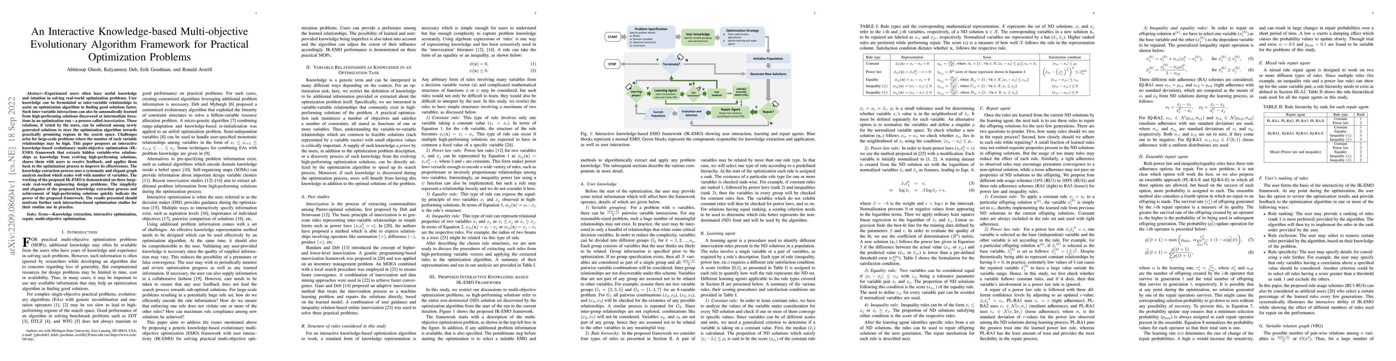 Thumbnail for An Interactive Knowledge-based Multi-objective Evolutionary Algorithm
  Framework for Practical Optimization Problems