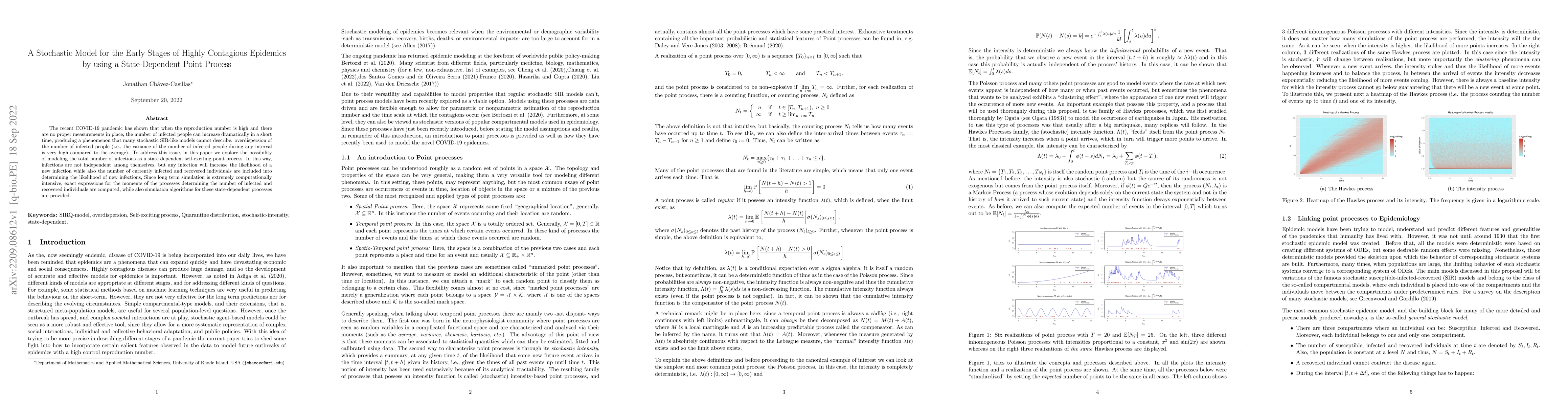 Thumbnail for A Stochastic Model for the Early Stages of Highly Contagious Epidemics
  by using a State-Dependent Point Process