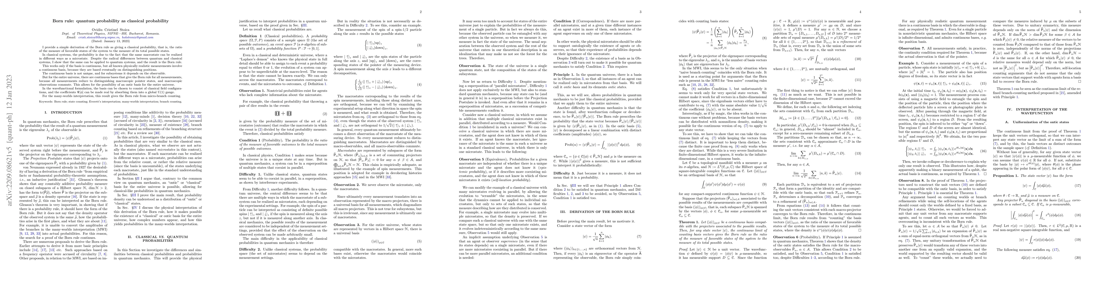 Thumbnail for Born rule: quantum probability as classical probability