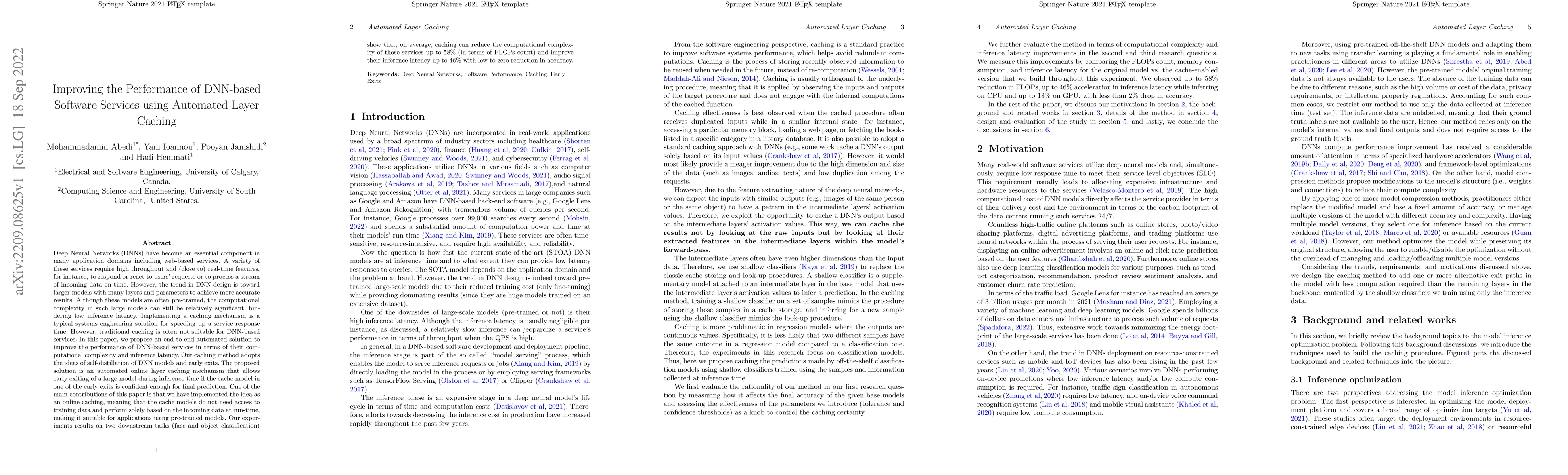 Thumbnail for Improving the Performance of DNN-based Software Services using Automated
  Layer Caching
