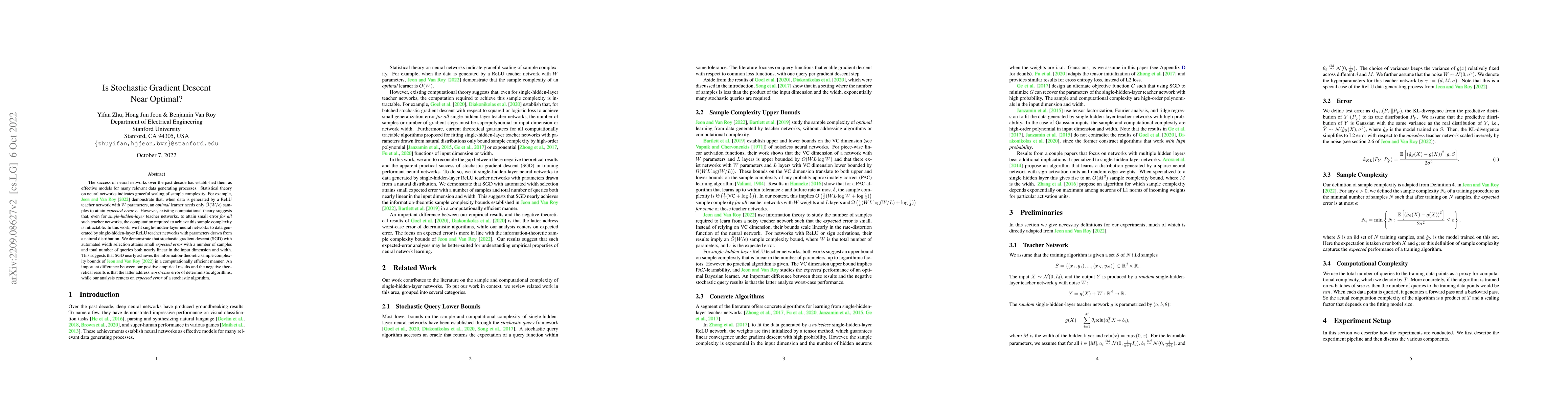 Thumbnail for Is Stochastic Gradient Descent Near Optimal?