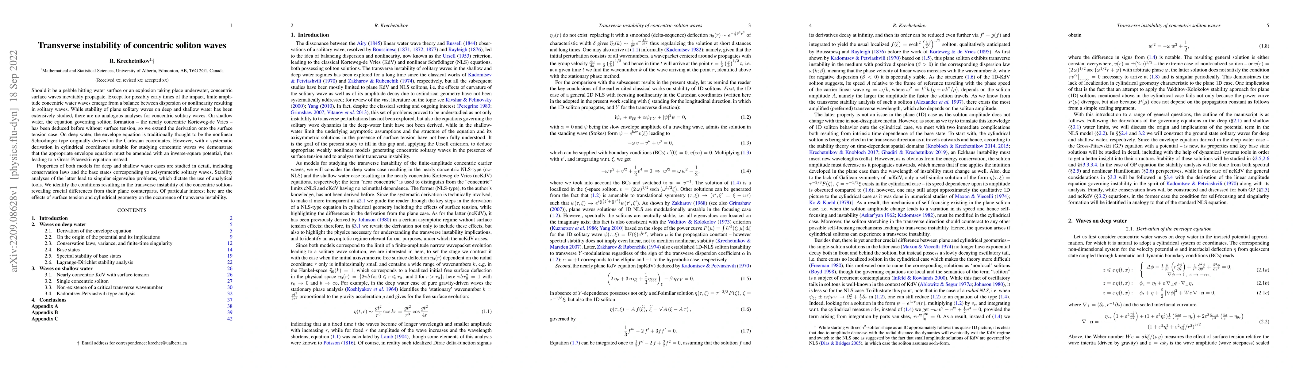 Thumbnail for Transverse instability of concentric soliton waves