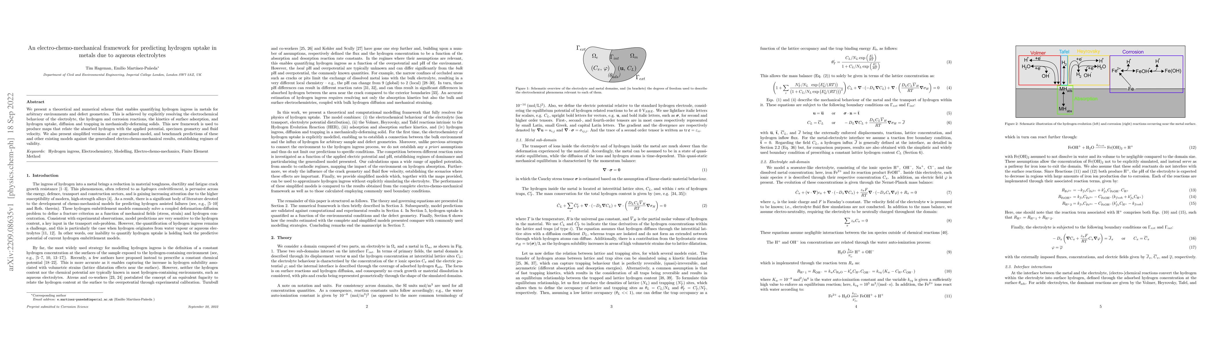Thumbnail for An electro-chemo-mechanical framework for predicting hydrogen uptake in
  metals due to aqueous electrolytes