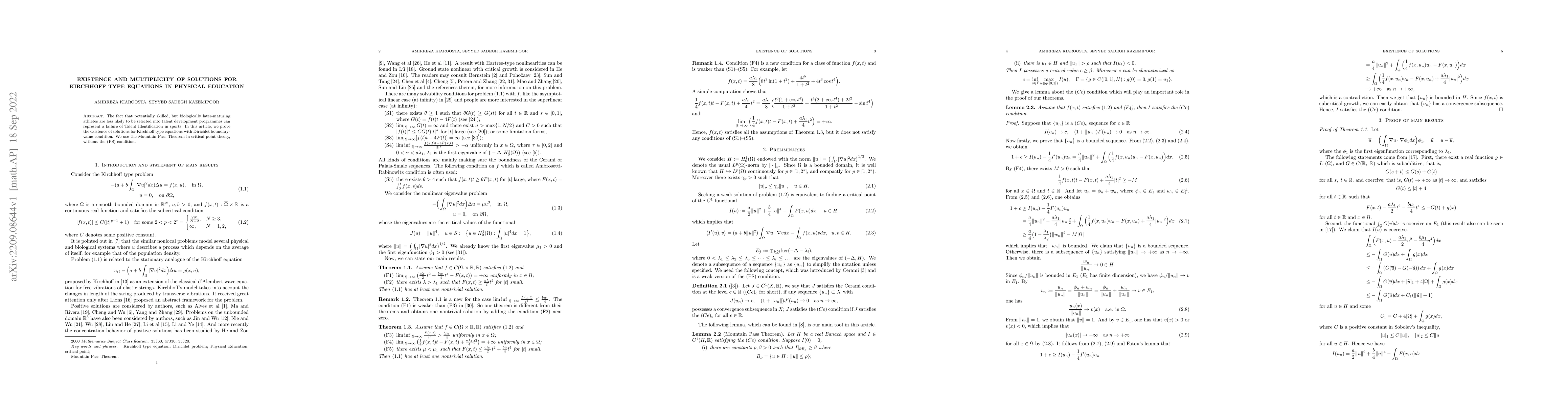 Thumbnail for Existence and Multiplicity of solutions for Kirchhoff type equations in
  Physical Education