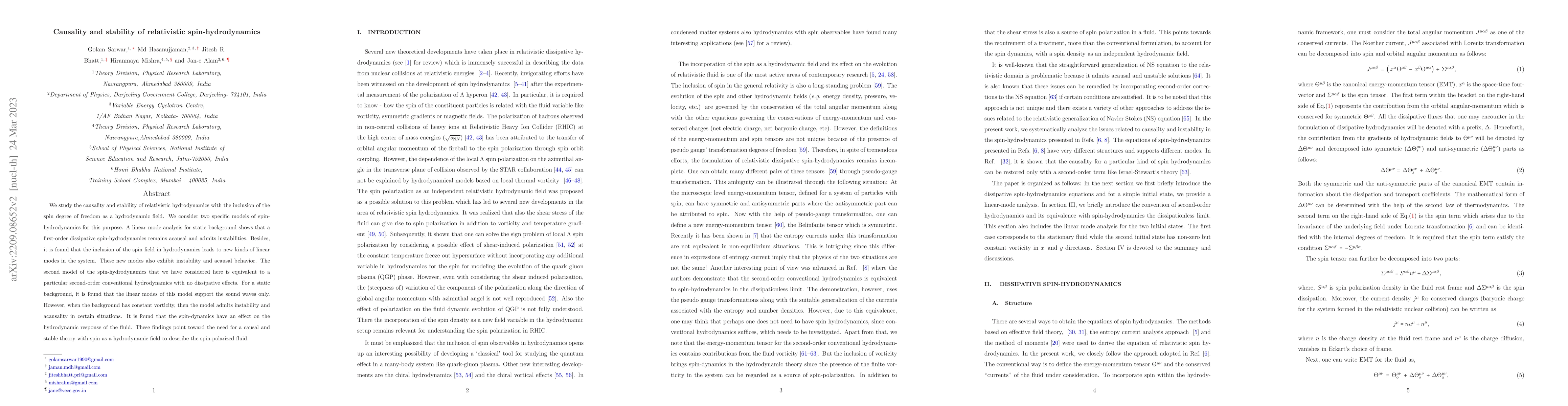 Thumbnail for The causality and stability of relativistic spin-hydrodynamics