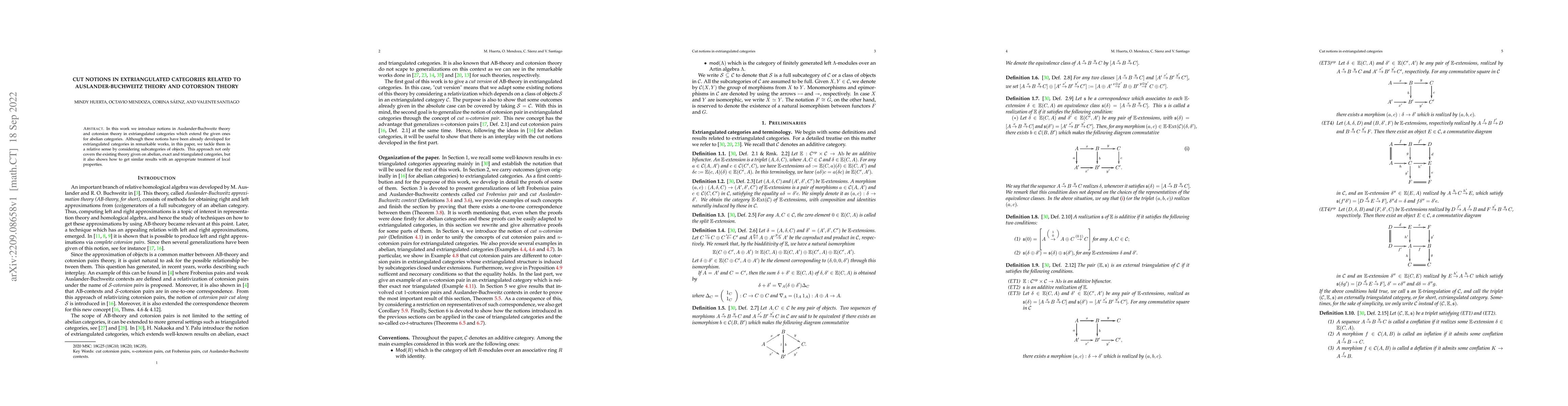 Thumbnail for Cut notions in extriangulated categories related to Auslander-Buchweitz
  theory and cotorsion theory