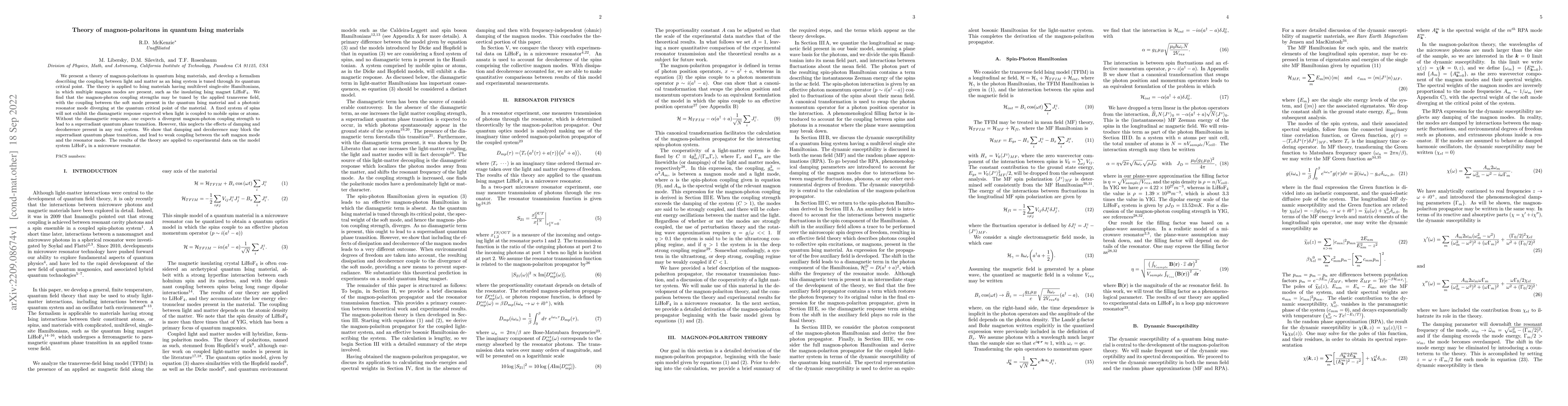Thumbnail for Theory of magnon-polaritons in quantum Ising materials