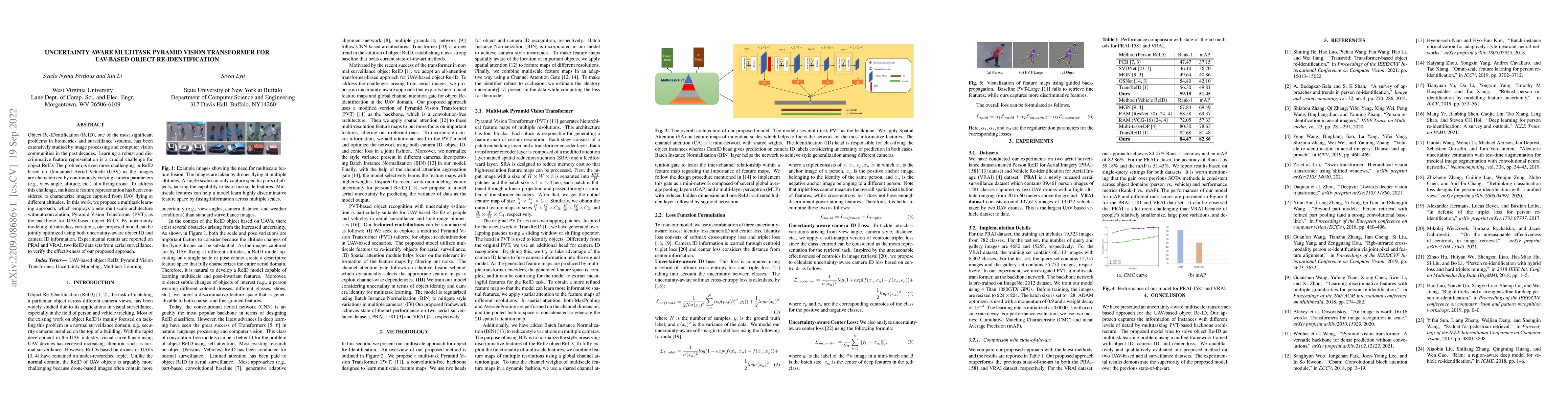 Thumbnail for Uncertainty Aware Multitask Pyramid Vision Transformer For UAV-Based
  Object Re-Identification