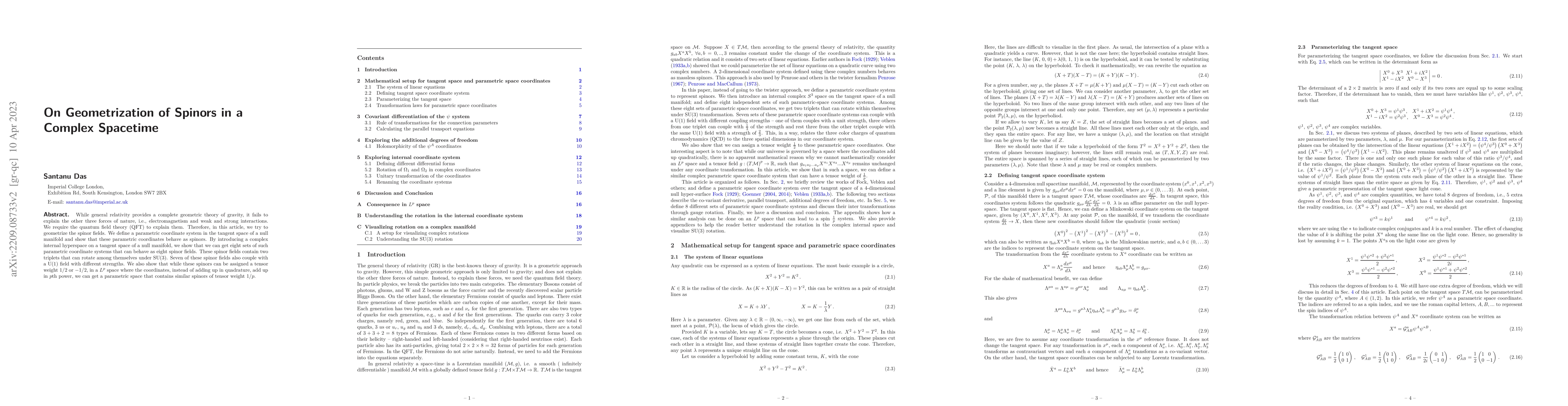 Thumbnail for On Geometrization of Spinors in a Complex Spacetime