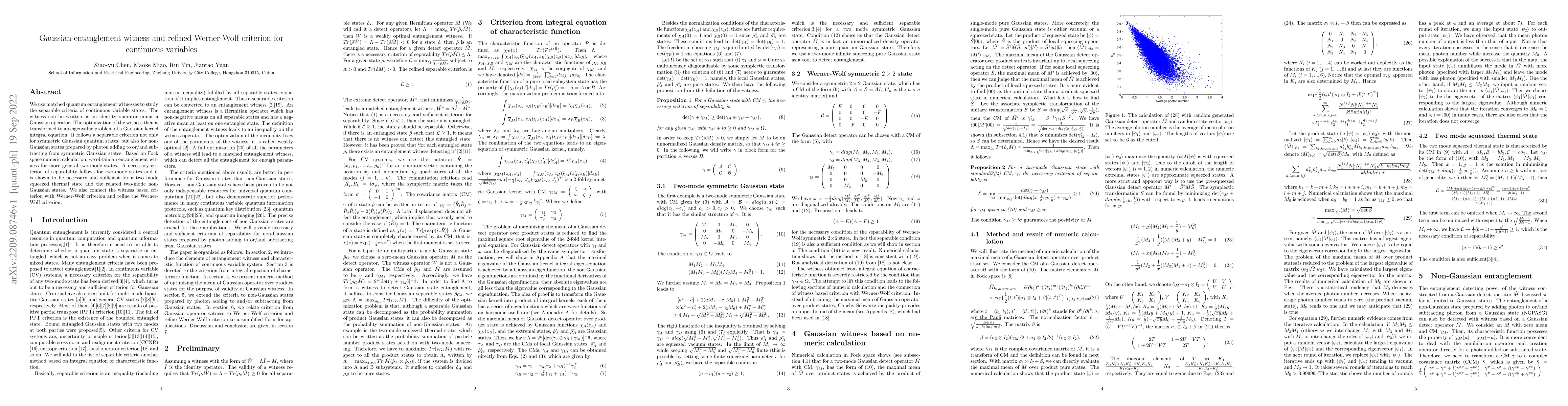 Thumbnail for Gaussian entanglement witness and refined Werner-Wolf criterion for
  continuous variables