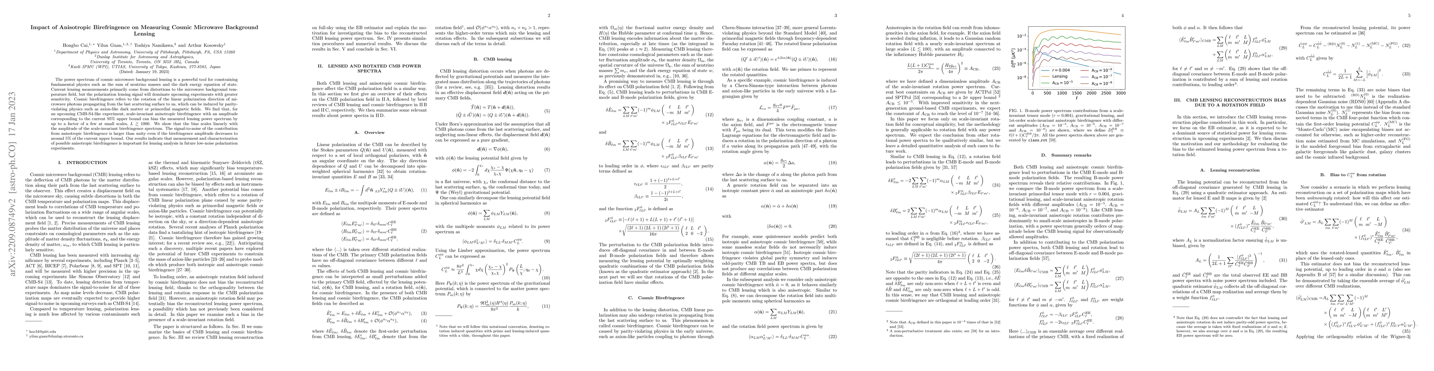 Thumbnail for Impact of Anisotropic Birefringence on Measuring Cosmic Microwave
  Background Lensing