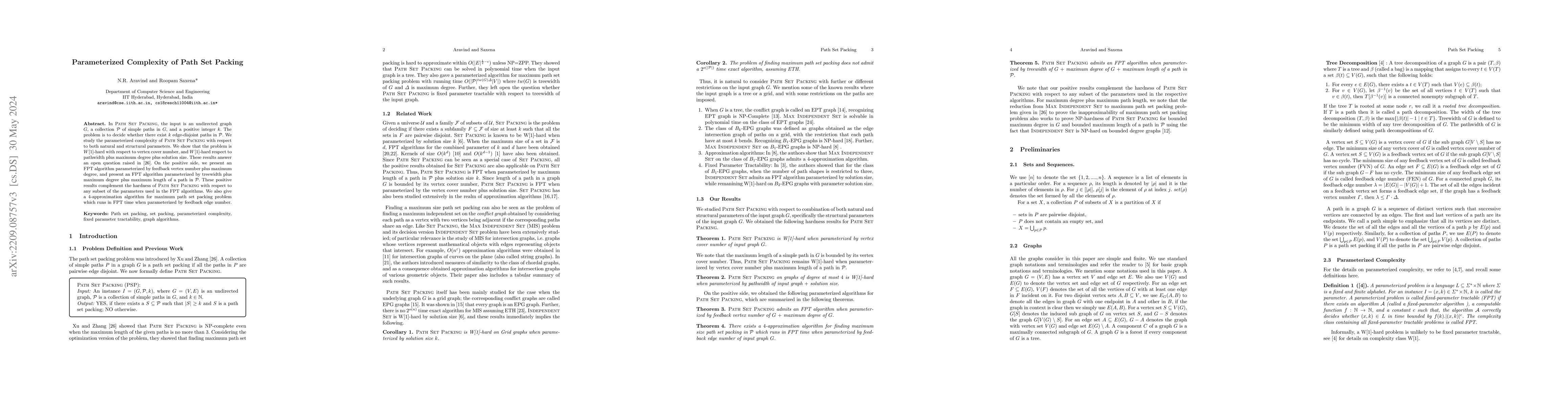 Thumbnail for Parameterized Complexity of Path Set Packing