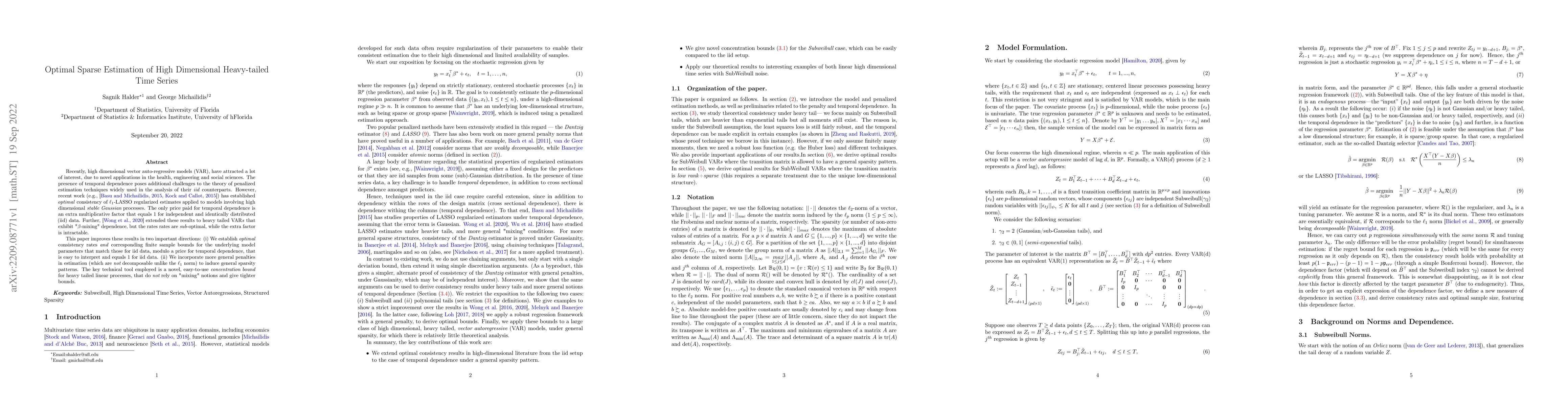 Thumbnail for Optimal Sparse Estimation of High Dimensional Heavy-tailed Time Series