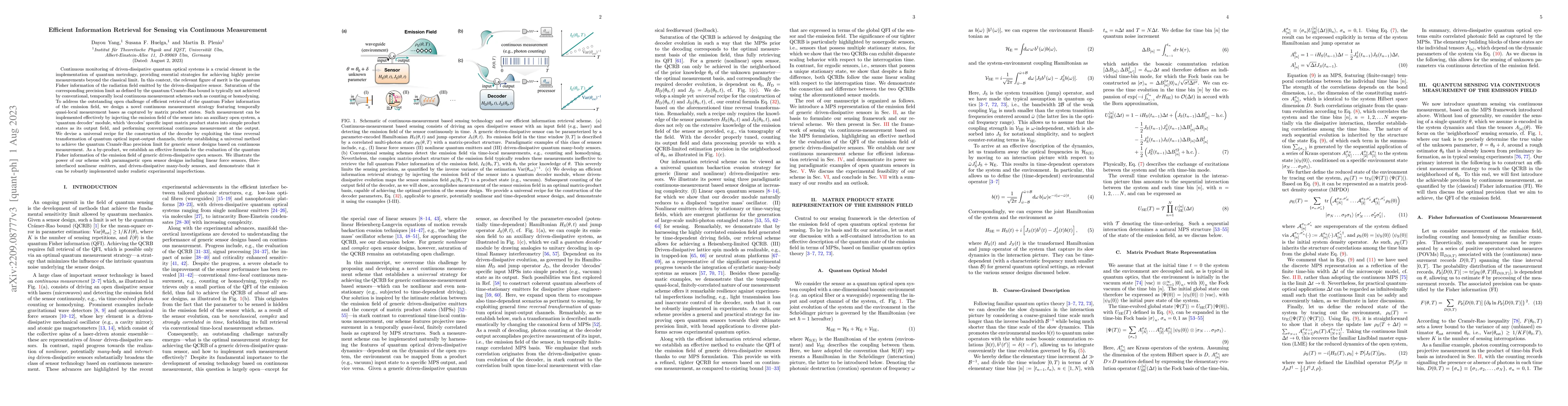Thumbnail for Efficient Information Retrieval for Sensing via Continuous Measurement