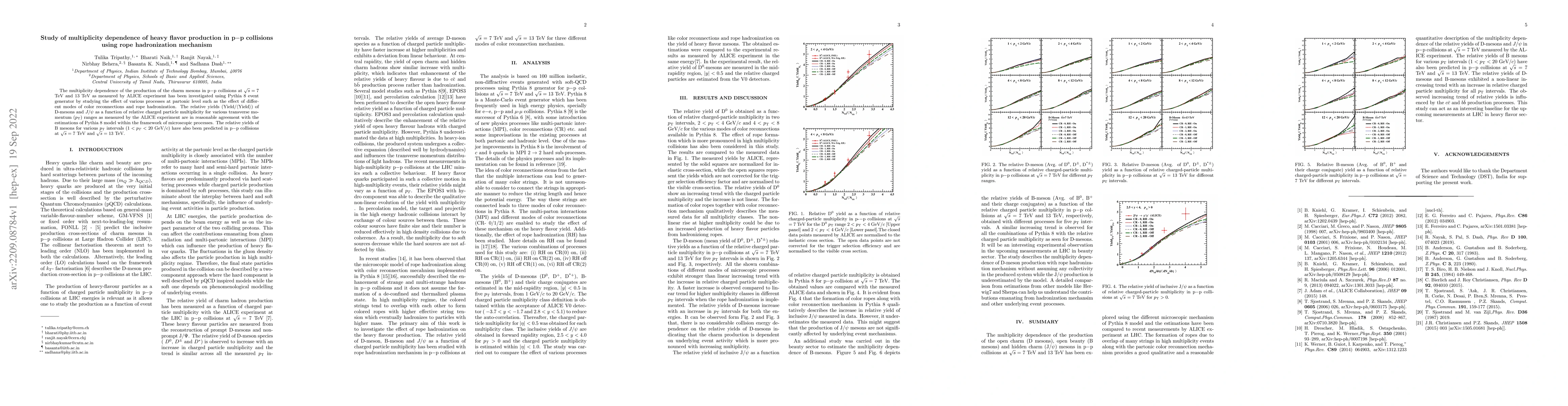 Thumbnail for Study of multiplicity dependence of heavy flavor production in p-p
  collisions using rope hadronization mechanism