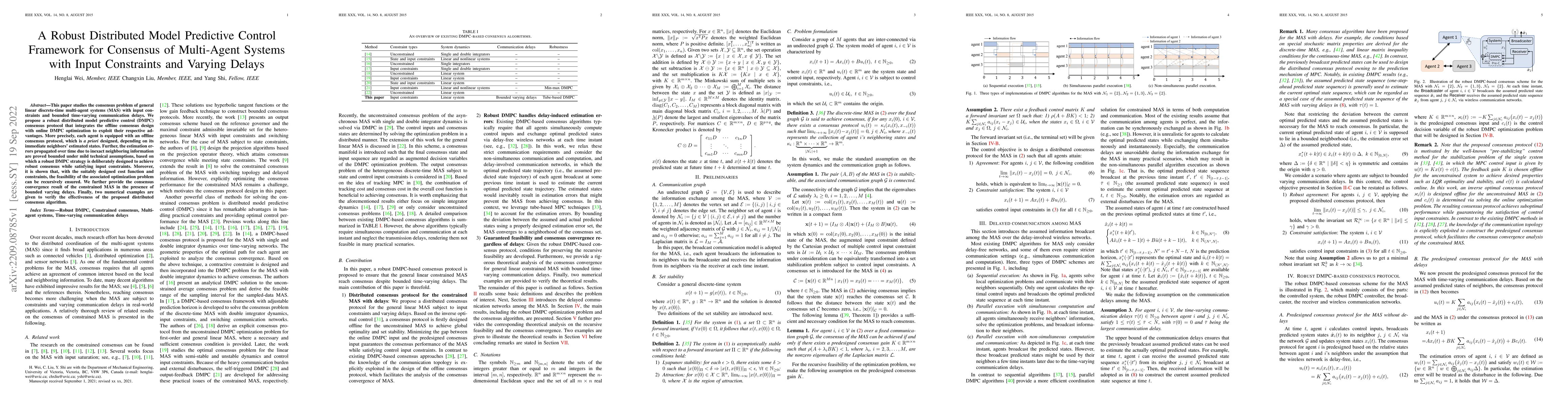 Thumbnail for A Robust Distributed Model Predictive Control Framework for Consensus of
  Multi-Agent Systems with Input Constraints and Varying Delays