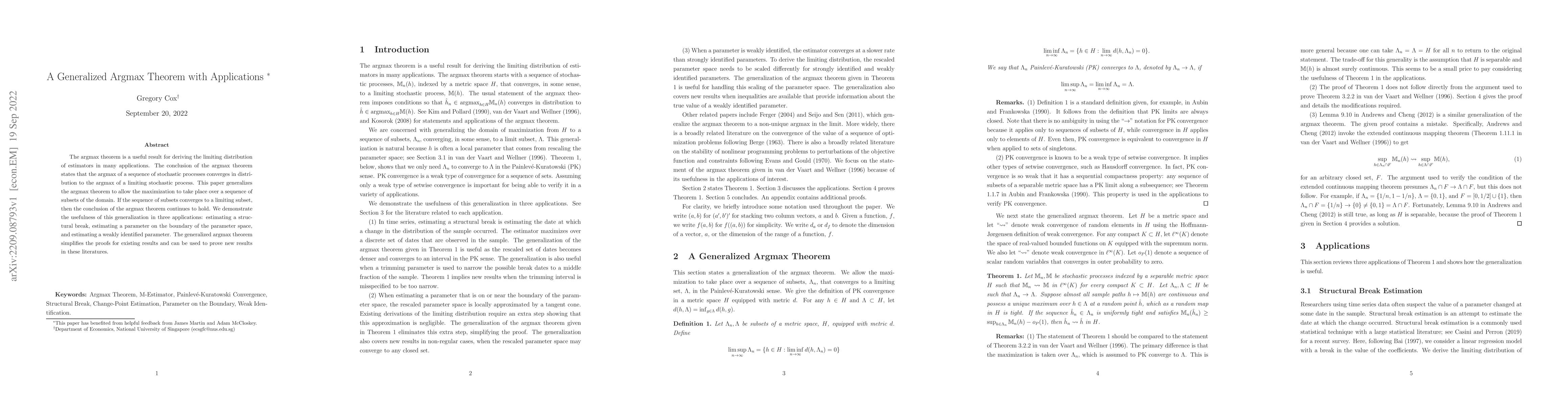 Thumbnail for A Generalized Argmax Theorem with Applications