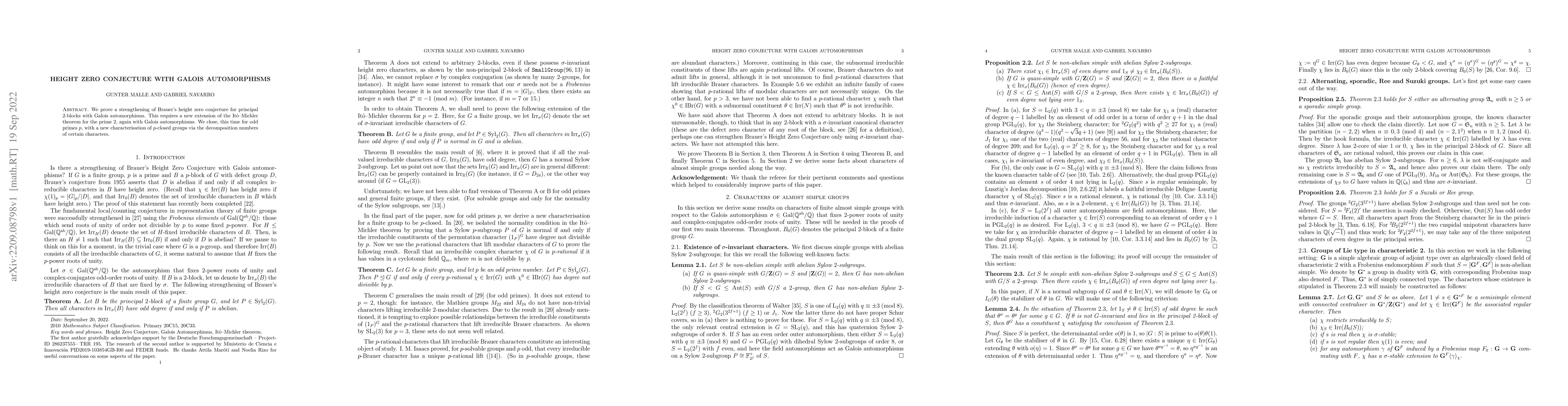 Thumbnail for Height Zero Conjecture with Galois Automorphisms