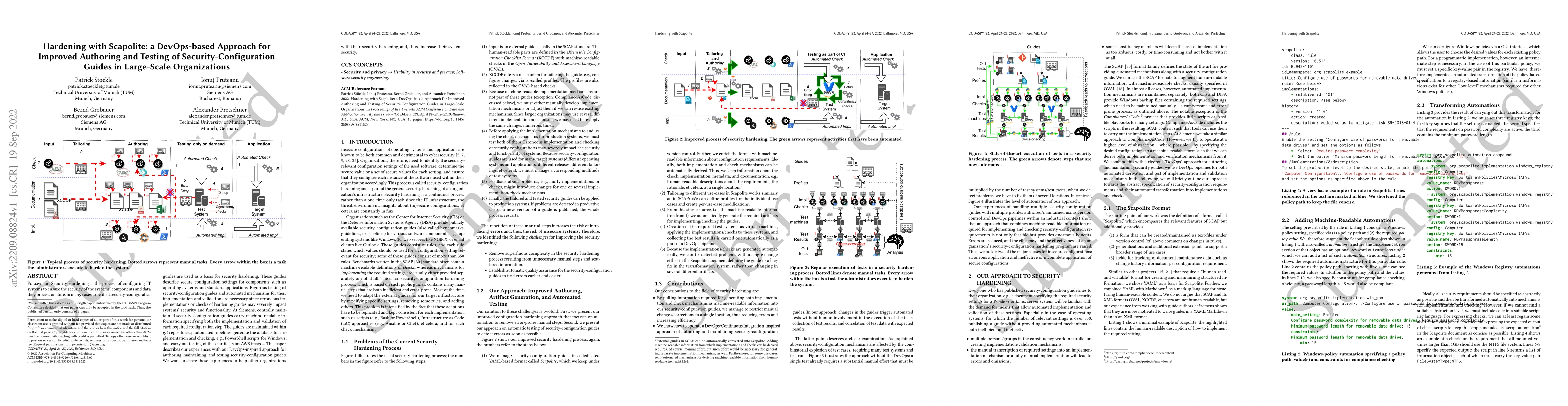 Thumbnail for Hardening with Scapolite: a DevOps-based Approach for Improved Authoring
  and Testing of Security-Configuration Guides in Large-Scale Organizations