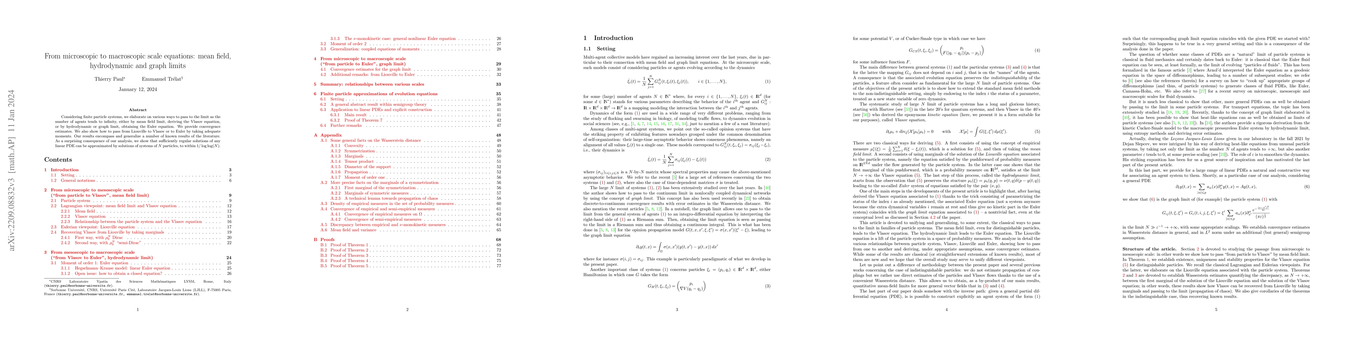 Thumbnail for From microscopic to macroscopic scale equations: mean field,
  hydrodynamic and graph limits