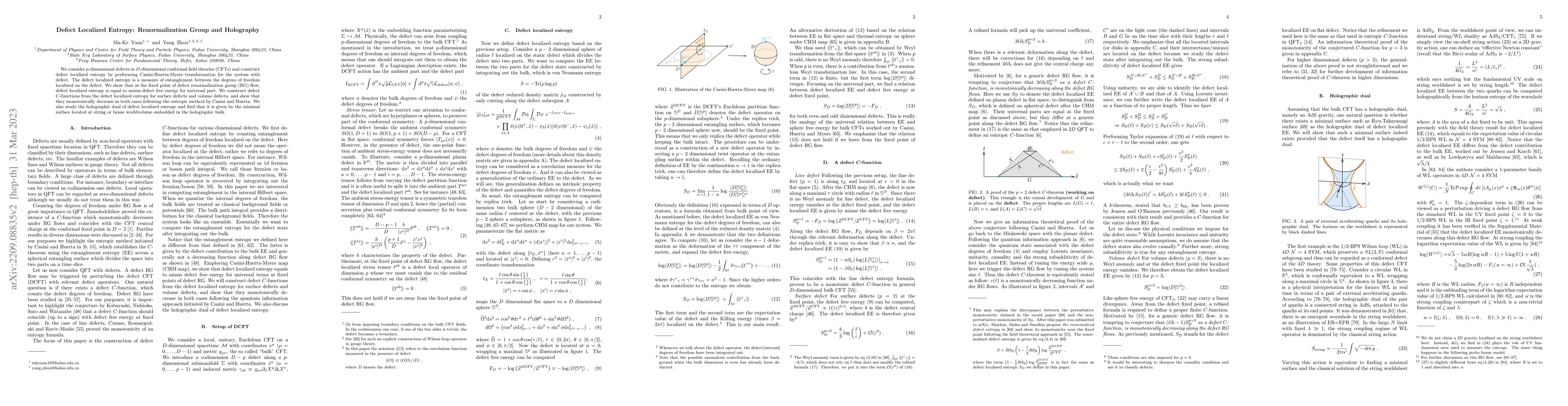 Thumbnail for Defect Localized Entropy: Renormalization Group and Holography