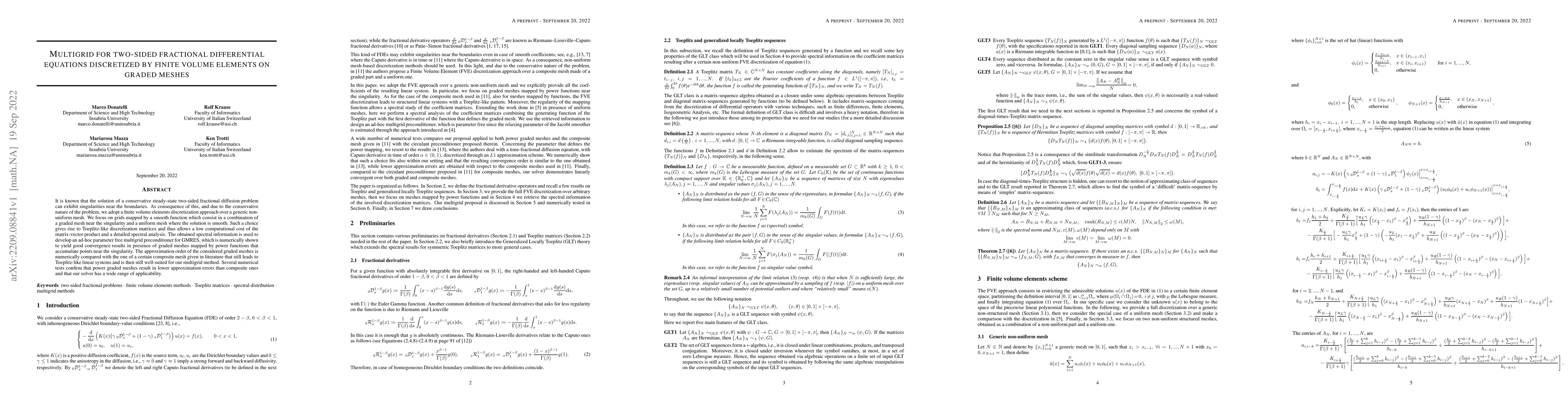 Thumbnail for Multigrid for two-sided fractional differential equations discretized by
  finite volume elements on graded meshes