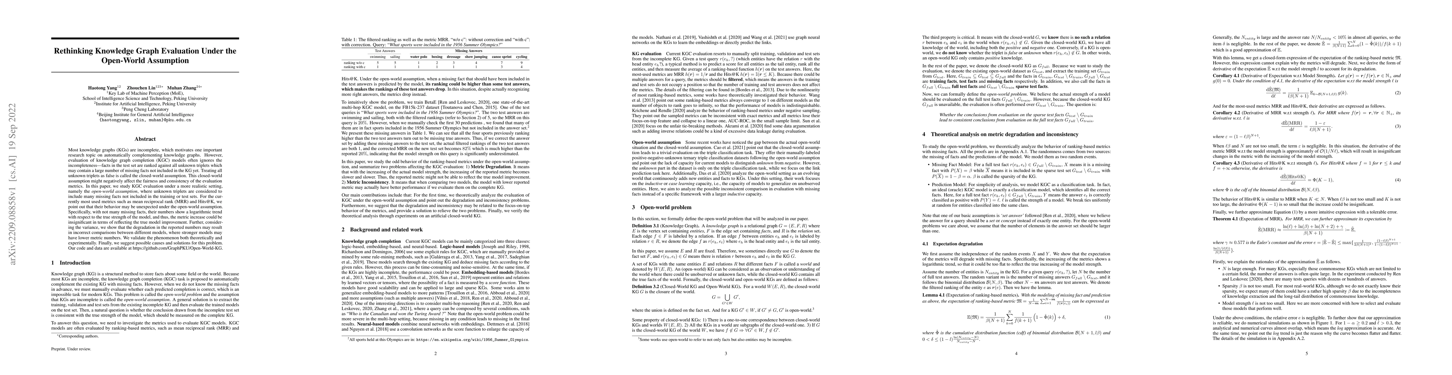 Thumbnail for Rethinking Knowledge Graph Evaluation Under the Open-World Assumption