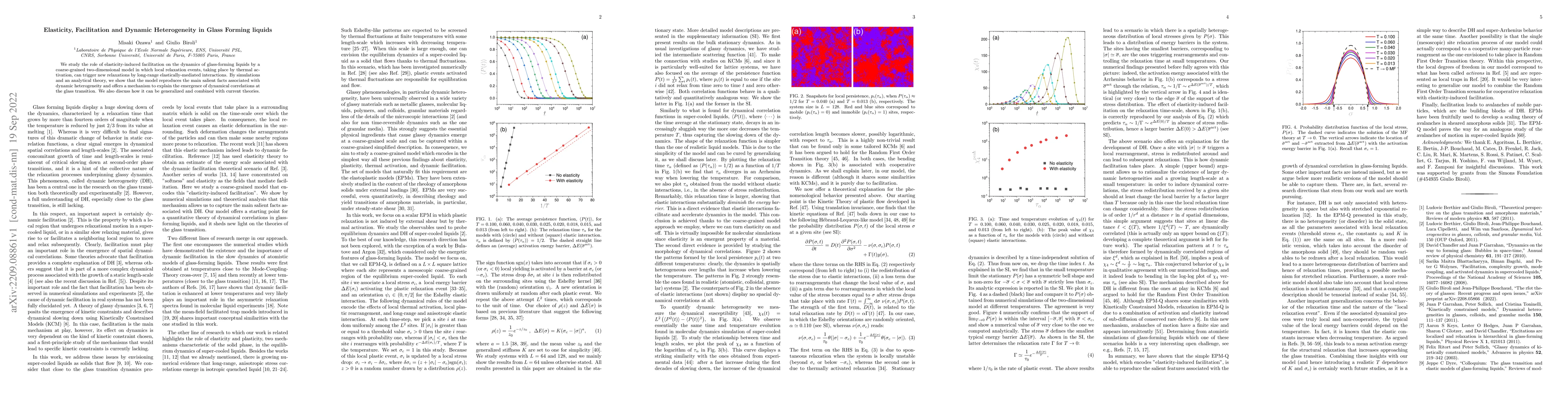 Thumbnail for Elasticity, Facilitation and Dynamic Heterogeneity in Glass-Forming
  liquids