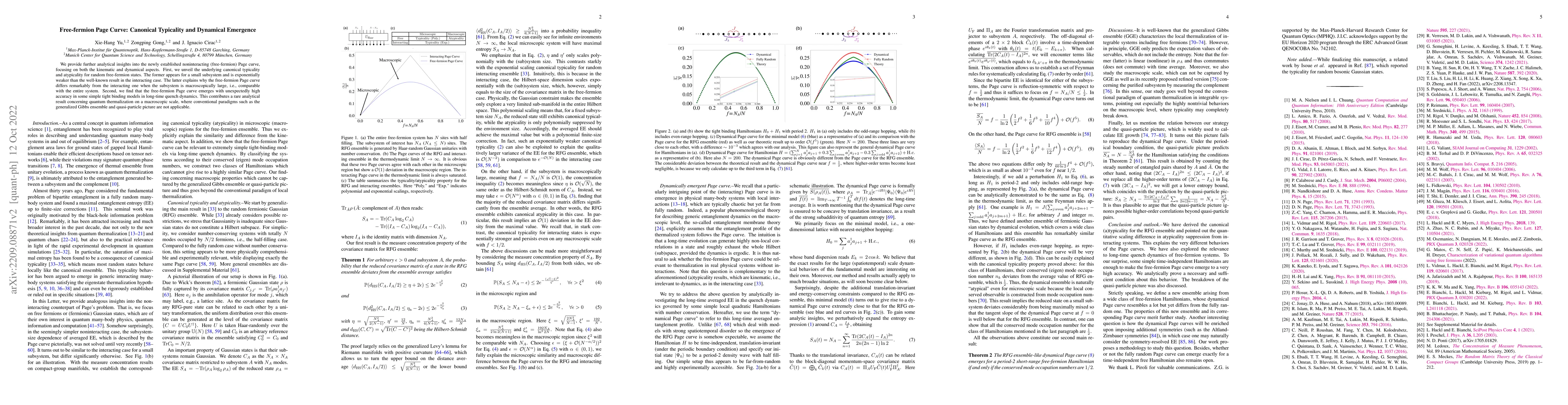 Thumbnail for Free-fermion Page Curve: Canonical Typicality and Dynamical Emergence
