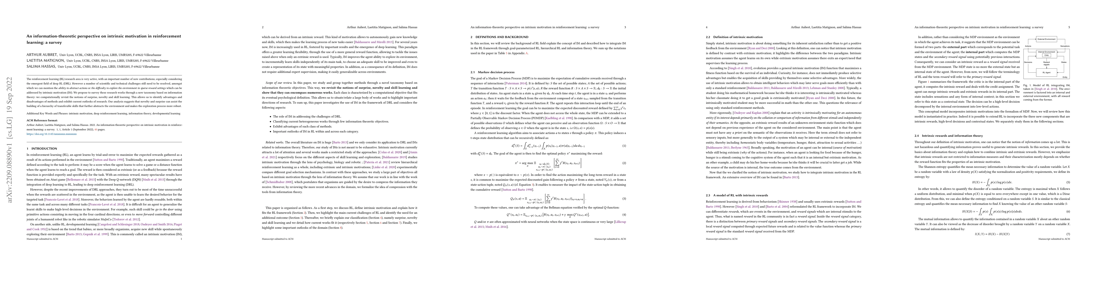 Thumbnail for An information-theoretic perspective on intrinsic motivation in
  reinforcement learning: a survey