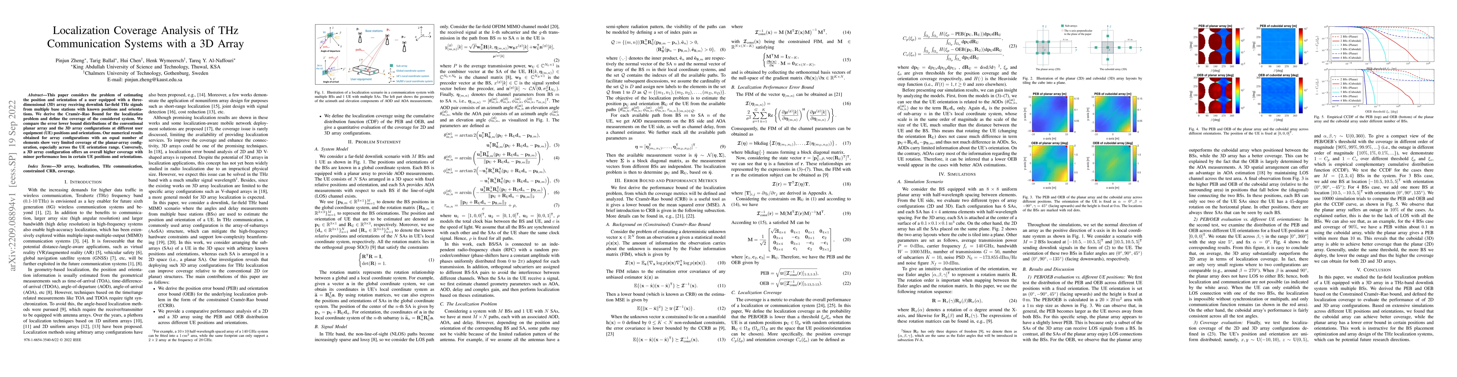 Thumbnail for Localization Coverage Analysis of THz Communication Systems with a 3D
  Array