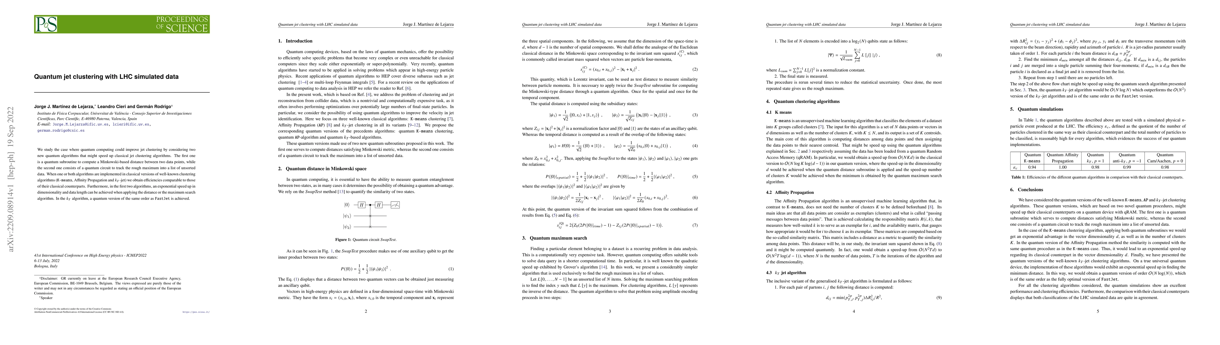 Thumbnail for Quantum jet clustering with LHC simulated data