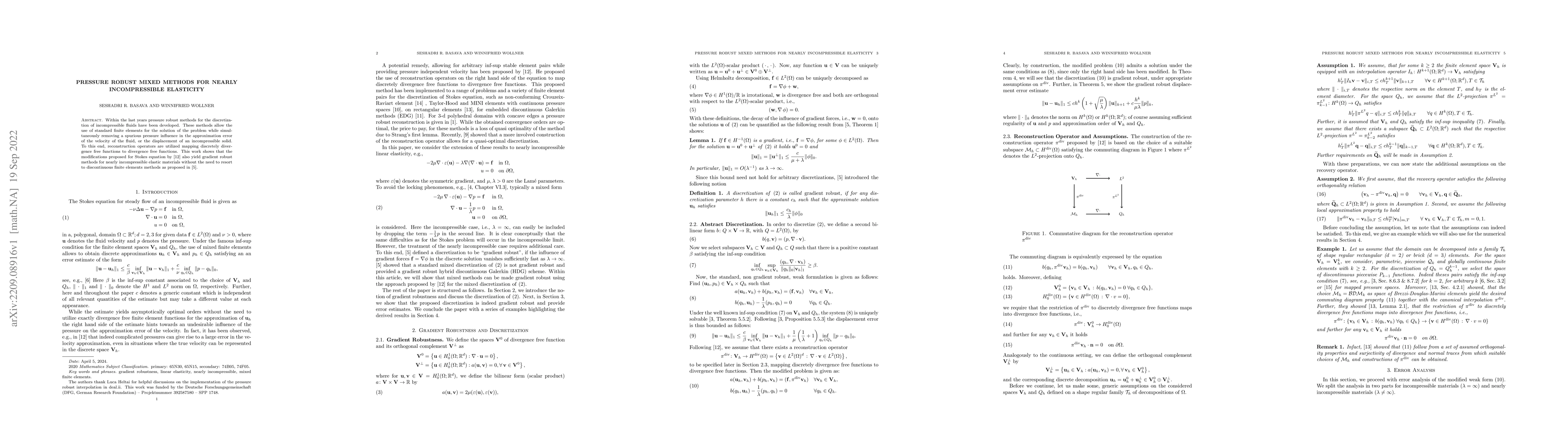 Thumbnail for Pressure robust mixed methods for nearly incompressible elasticity