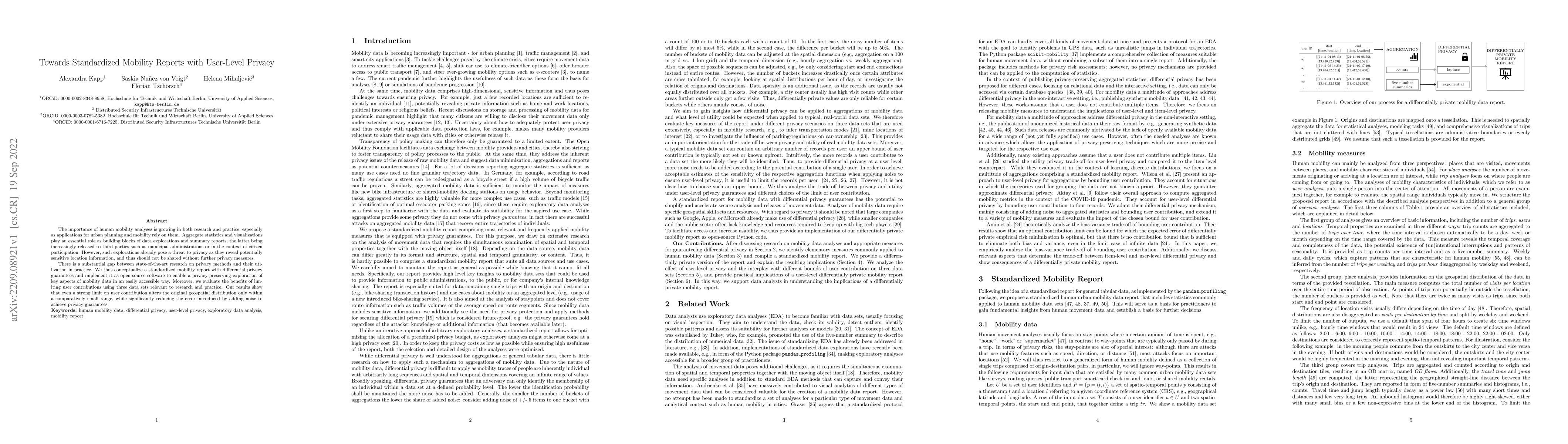 Thumbnail for Towards Standardized Mobility Reports with User-Level Privacy