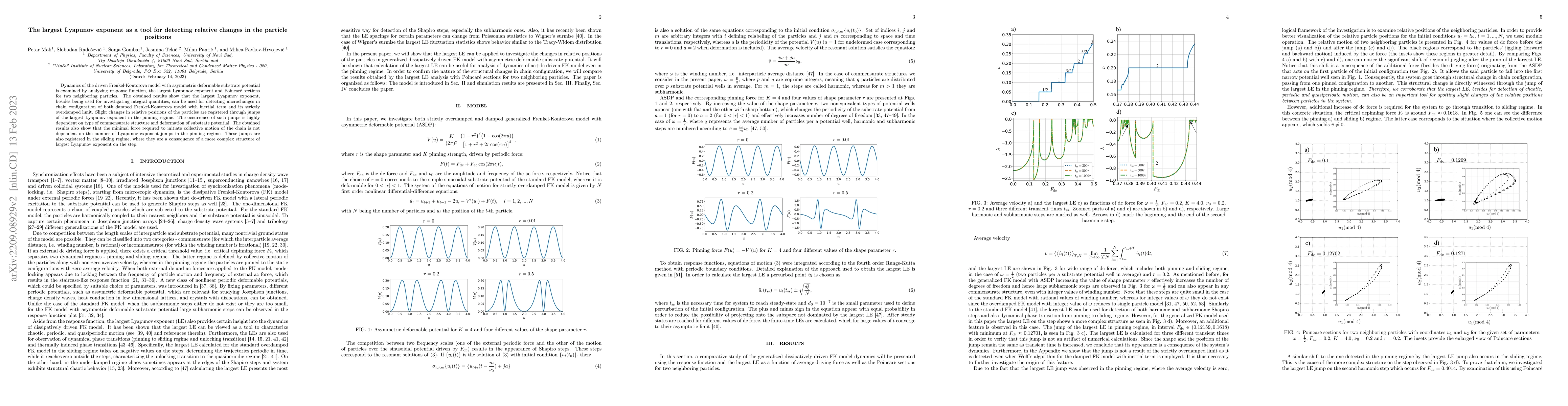 Thumbnail for The largest Lyapunov exponent as a tool for detecting relative changes
  in the particle positions