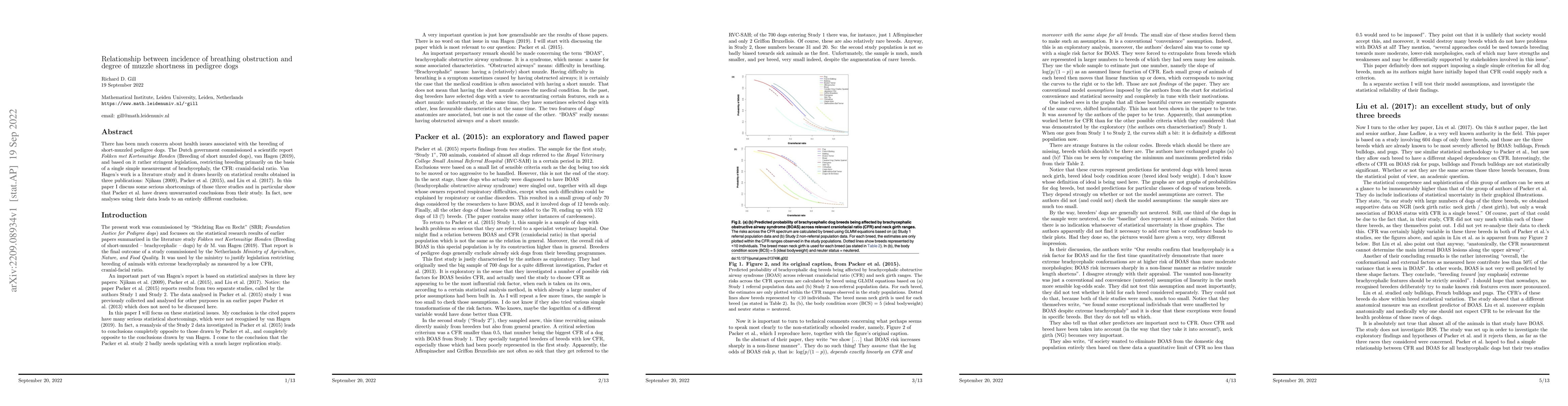 Thumbnail for Relationship between incidence of breathing obstruction and degree of
  muzzle shortness in pedigree dogs
