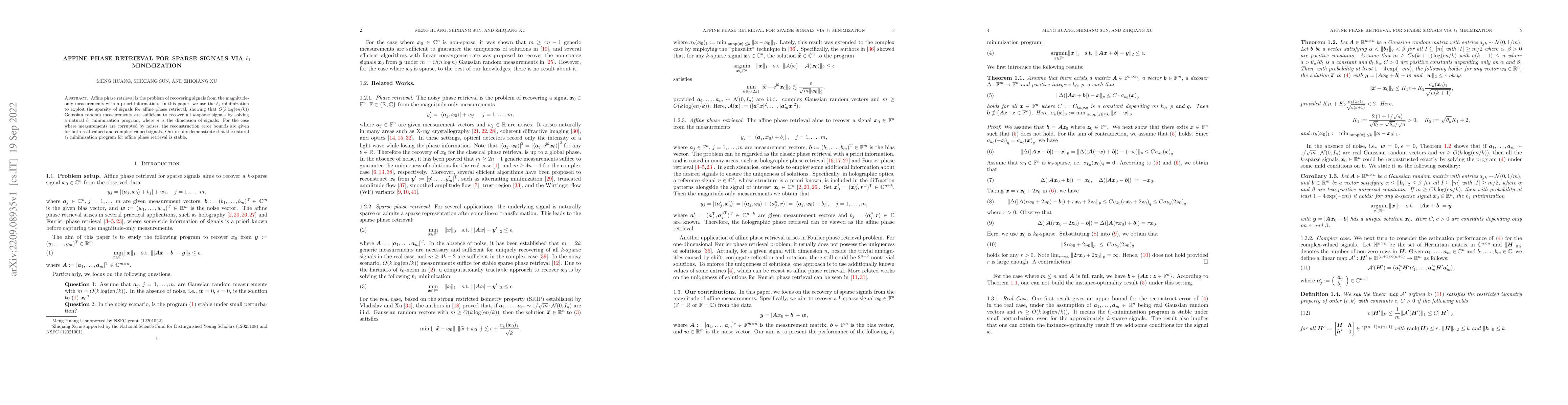 Thumbnail for Affine phase retrieval for sparse signals via $\ell_1$ minimization