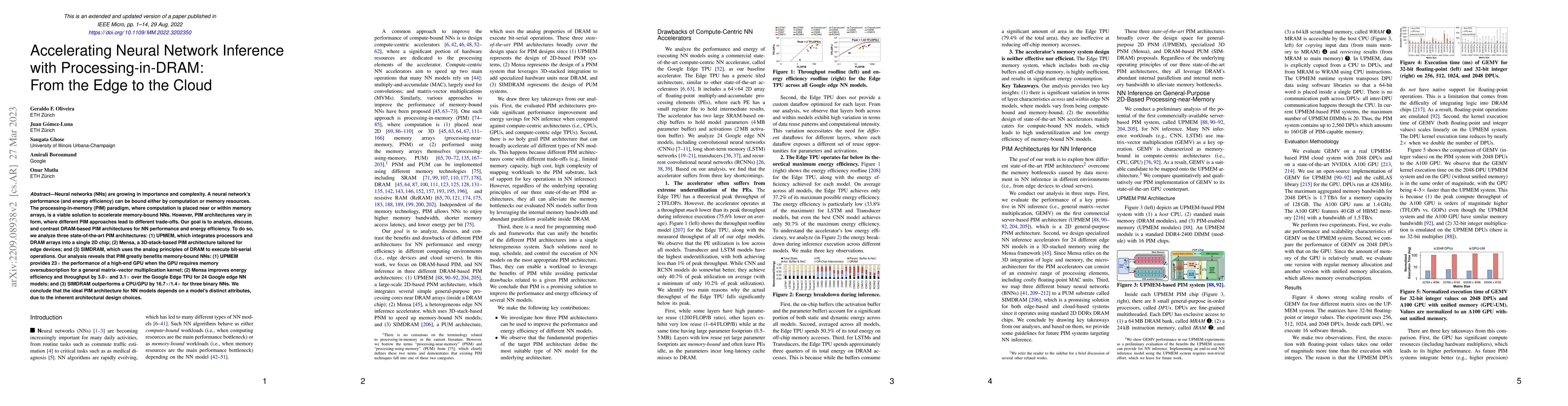 Thumbnail for Accelerating Neural Network Inference with Processing-in-DRAM: From the
  Edge to the Cloud