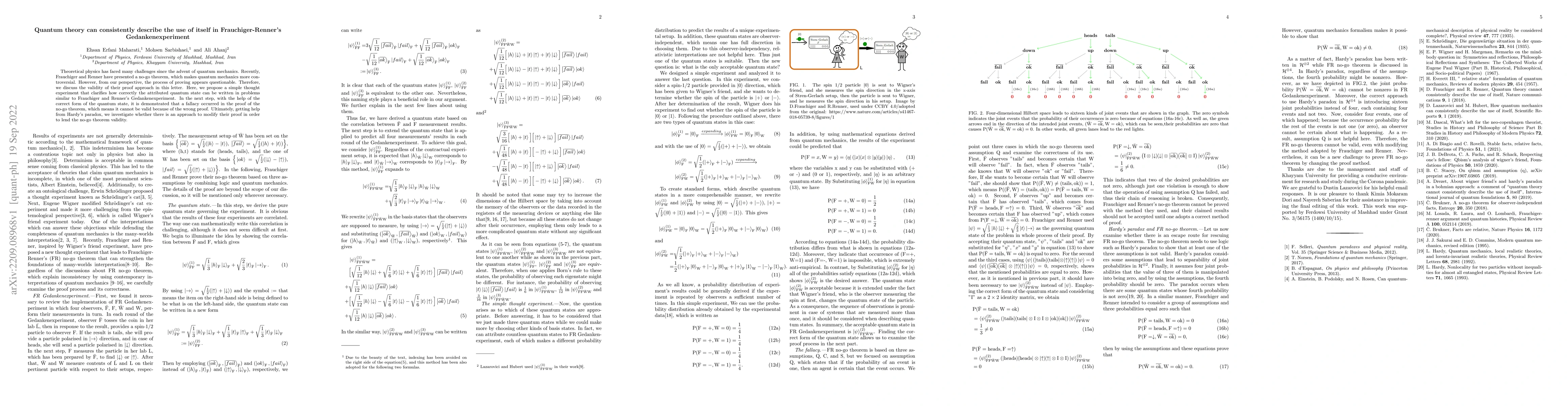 Thumbnail for Quantum theory can consistently describe the use of itself in
  Frauchiger-Renner's Gedankenexperiment