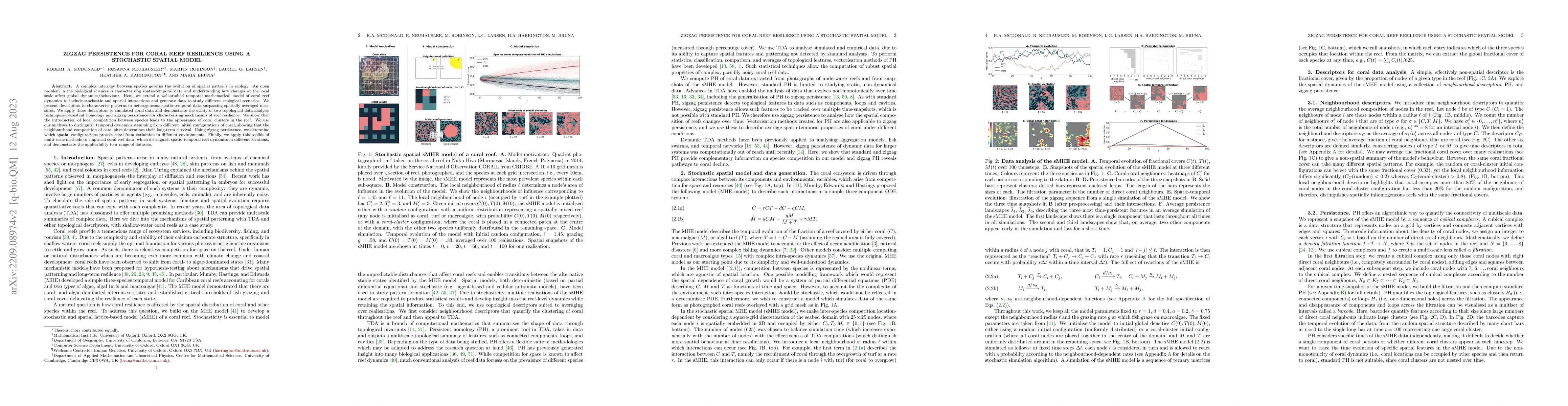 Thumbnail for Zigzag persistence for coral reef resilience using a stochastic spatial
  model