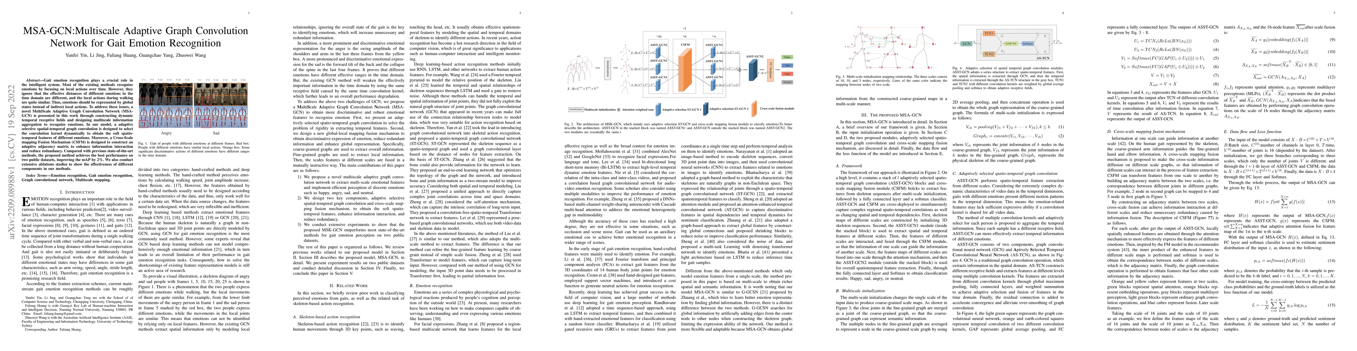Thumbnail for MSA-GCN:Multiscale Adaptive Graph Convolution Network for Gait Emotion
  Recognition