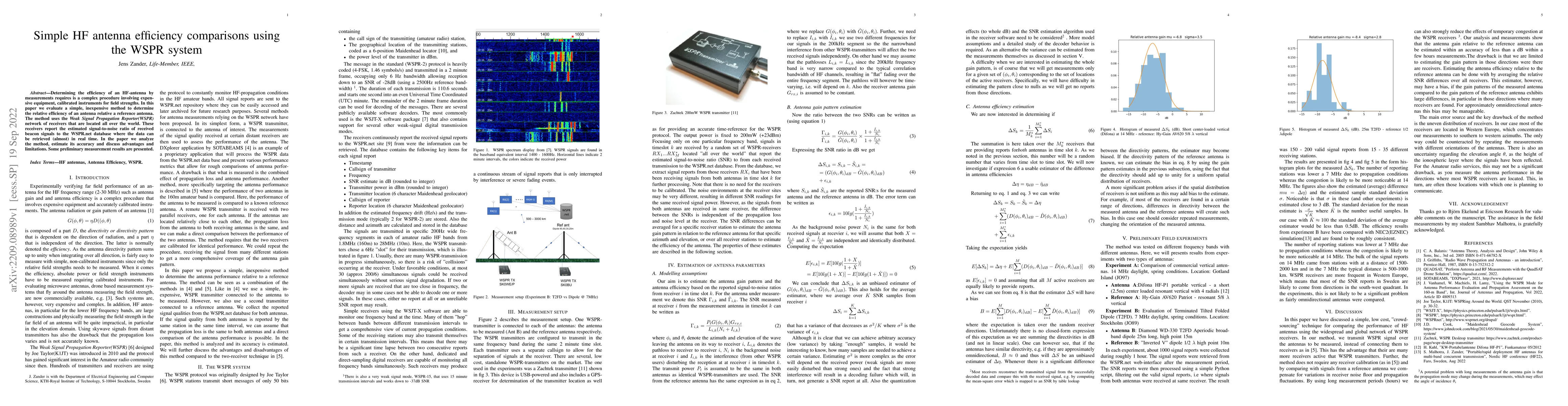 Thumbnail for Simple HF antenna efficiency comparisons using the WSPR system