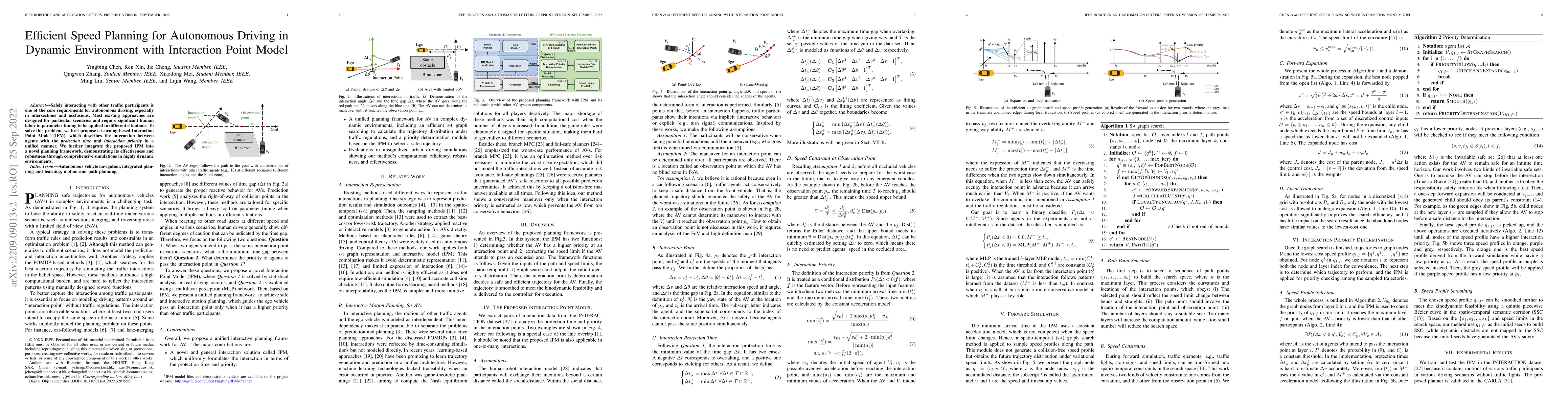 Thumbnail for Efficient Speed Planning for Autonomous Driving in Dynamic Environment
  with Interaction Point Model
