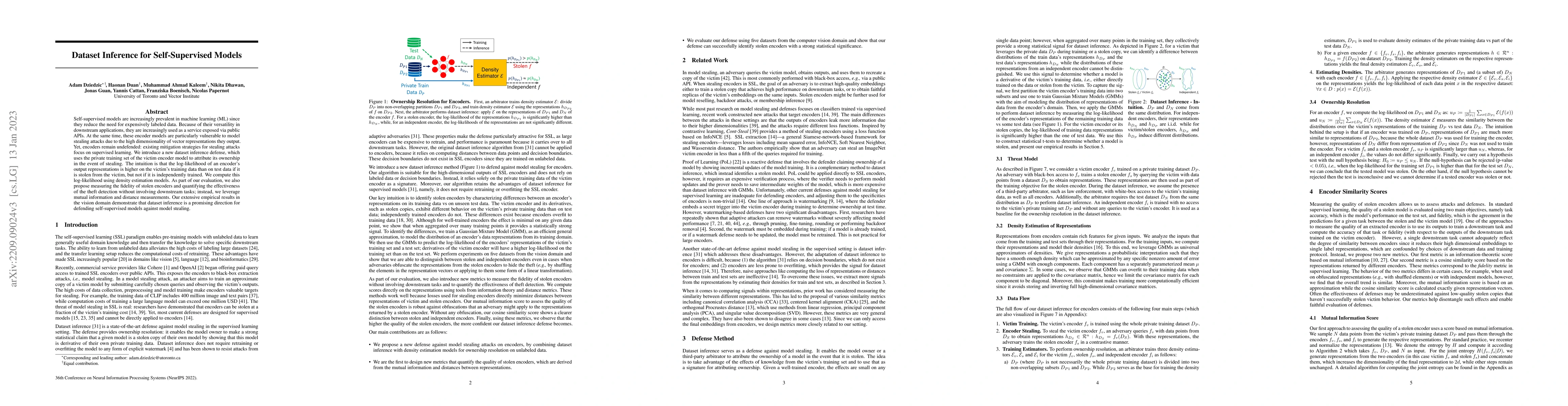 Thumbnail for Dataset Inference for Self-Supervised Models