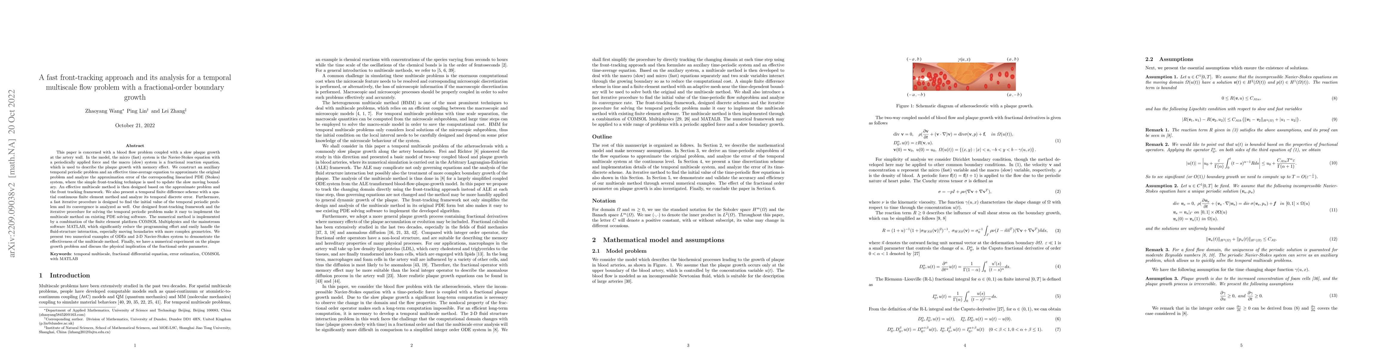 Thumbnail for A fast front-tracking approach and its analysis for a temporal
  multiscale flow problem with a fractional-order boundary growth