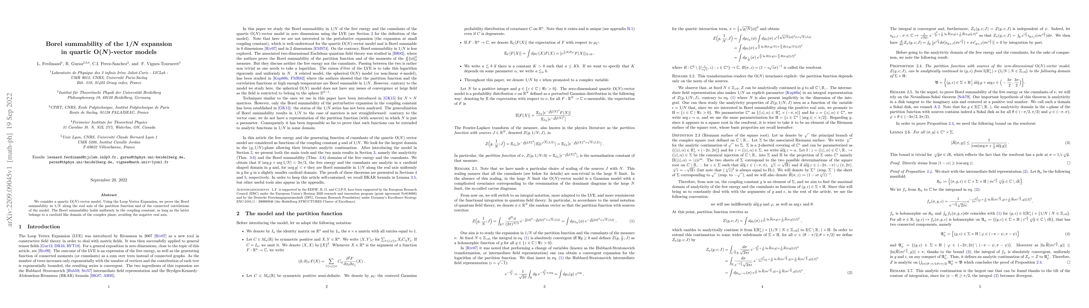 Thumbnail for Borel summability of the 1/N expansion in quartic O(N)-vector models
