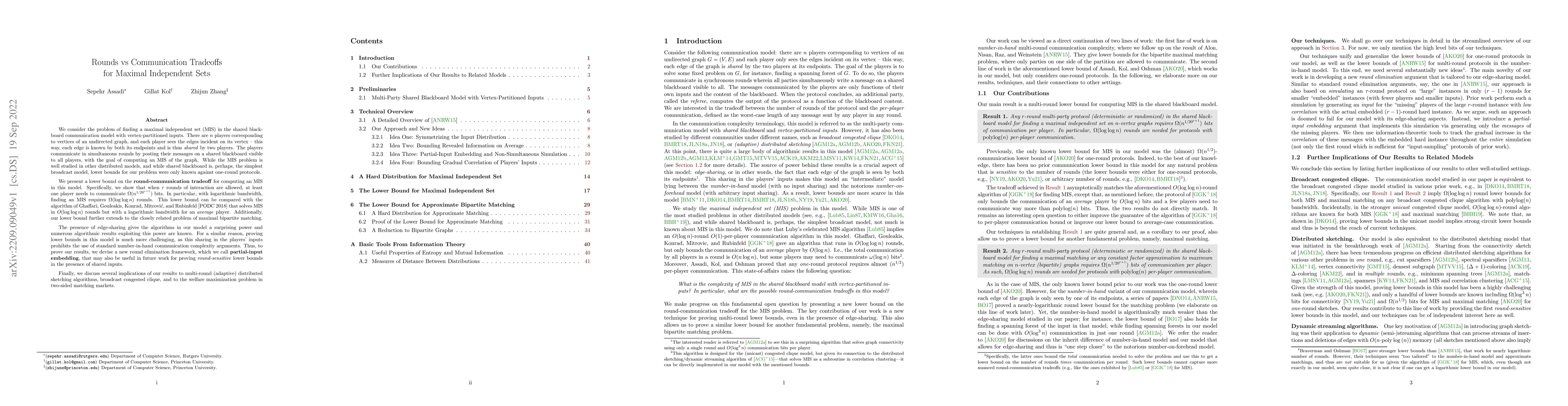 Thumbnail for Rounds vs Communication Tradeoffs for Maximal Independent Sets