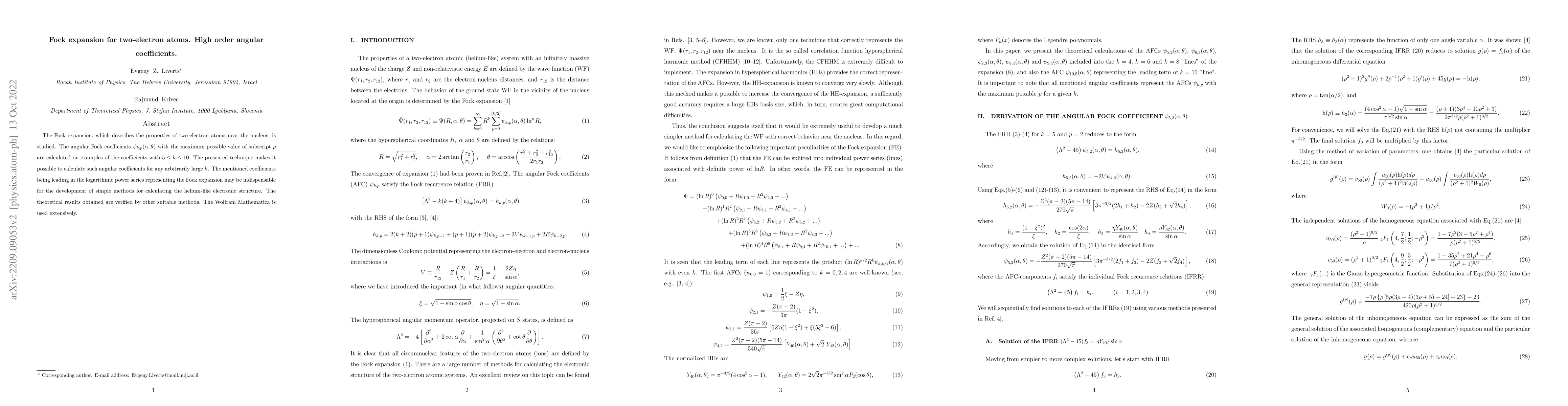 Thumbnail for Fock expansion for two-electron atoms. High order angular coefficients