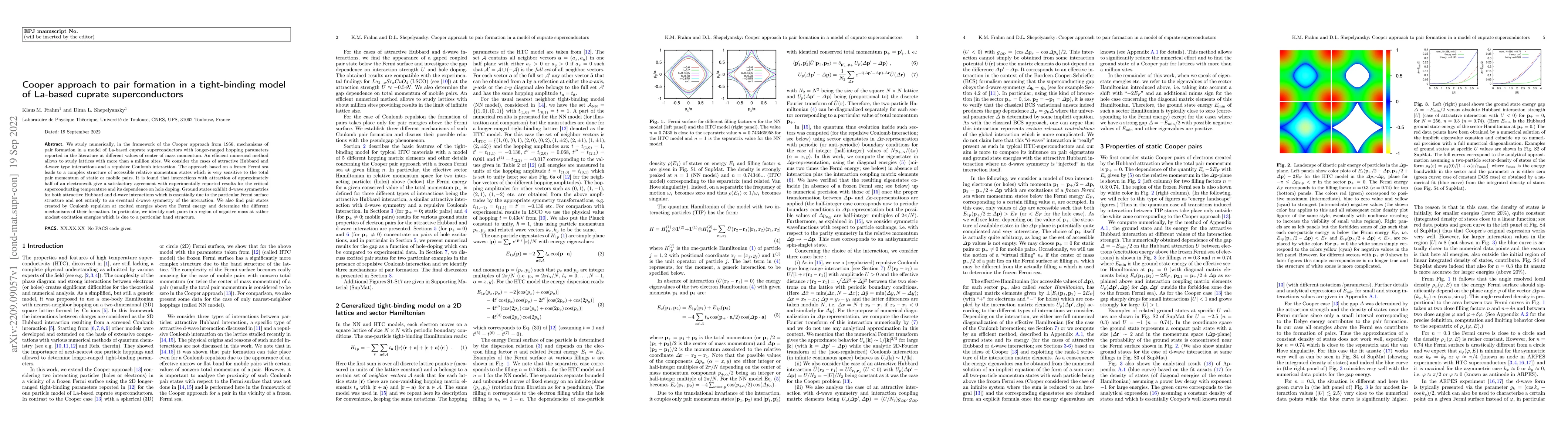 Thumbnail for Cooper approach to pair formation in a tight-binding model of La-based
  cuprate superconductors