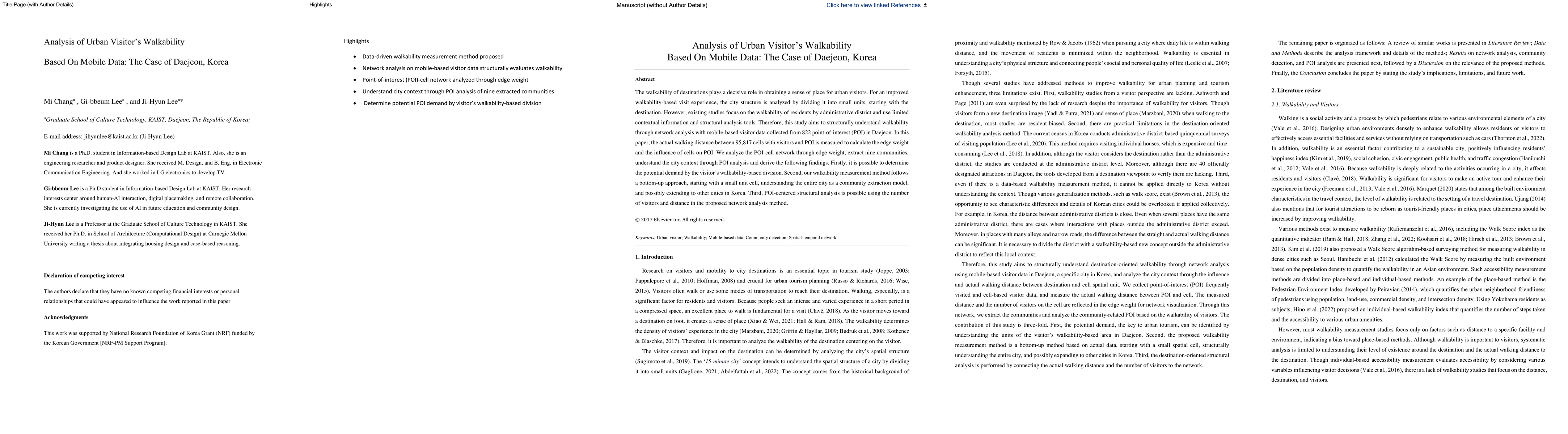 Thumbnail for Analysis of Urban Visitor's Walkability Based On Mobile Data: The Case
  of Daejeon, Korea